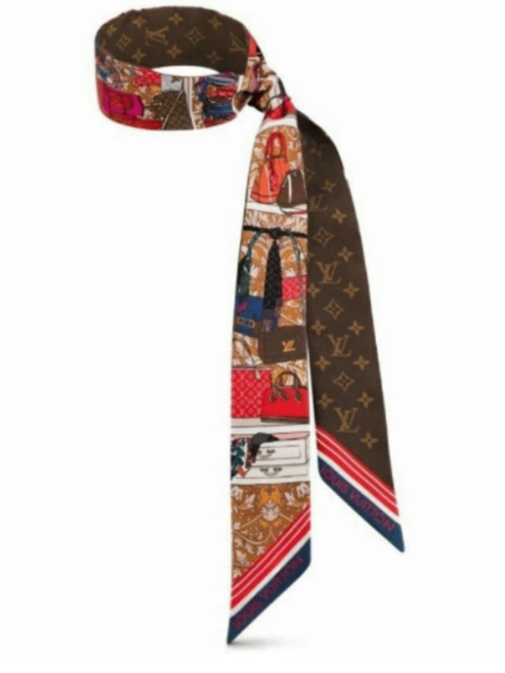 NIB Louis Vuitton BB Band Prive Bandeau Silk Scarf Monogram M76111